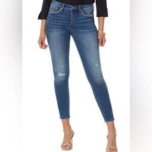 NYDJ Sacha Ami High Waist Stitch Detail Distressed Ankle Jeans Size 14 NWT